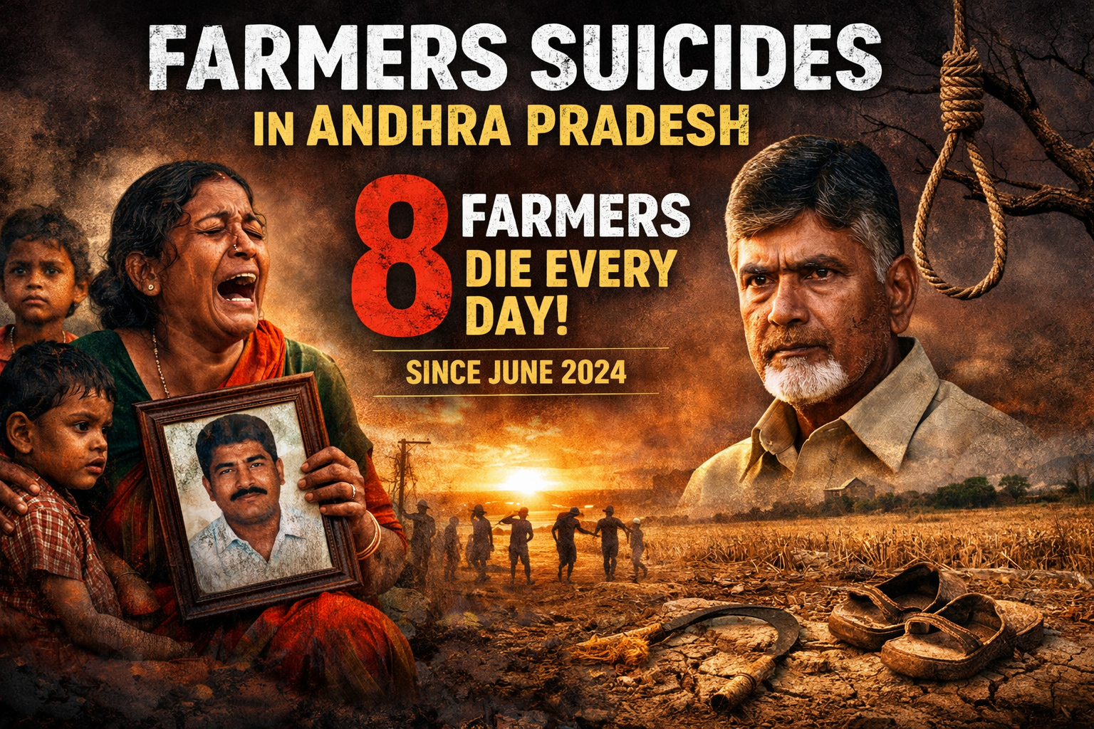 Naidu’s anti-Farmer rule: 8 Farmers Die everyday in AP