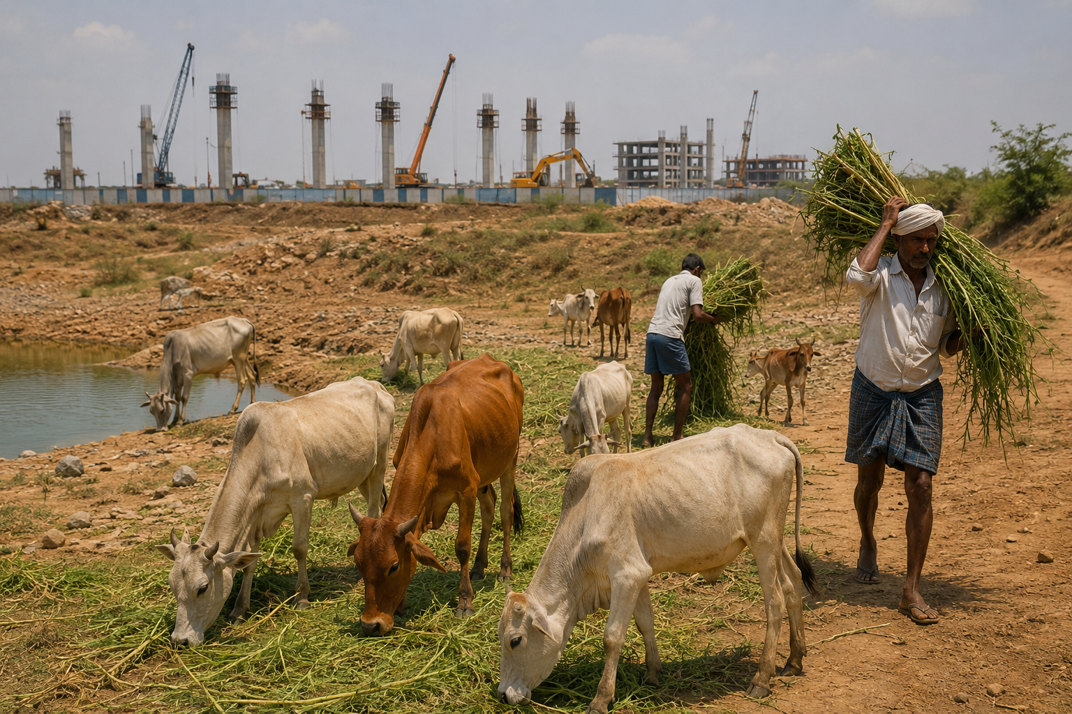 Cattle Farmers Face Severe Fodder Burden in Amaravati Capital Area