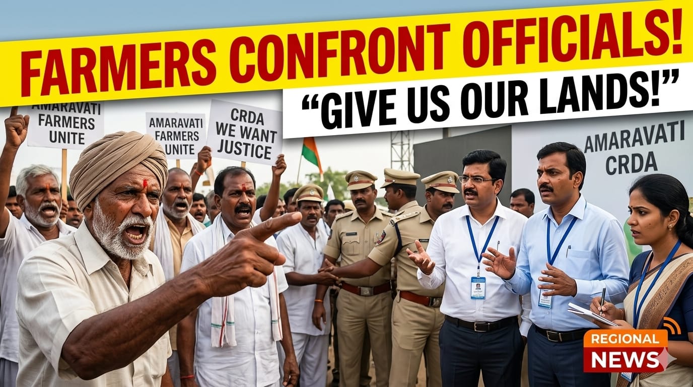“Give Us Back Our Lands”: Farmers Confront CRDA Officials at Mandhadam Grama Sabha
