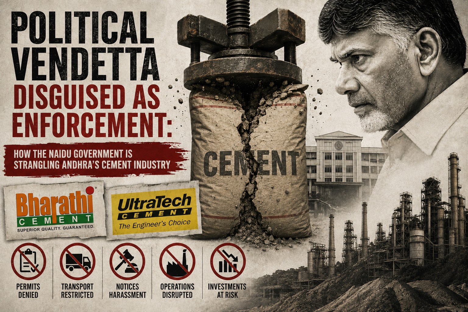 Political Vendetta Disguised as Enforcement: How the Naidu Government Is Strangling Andhra’s Cement Industry
