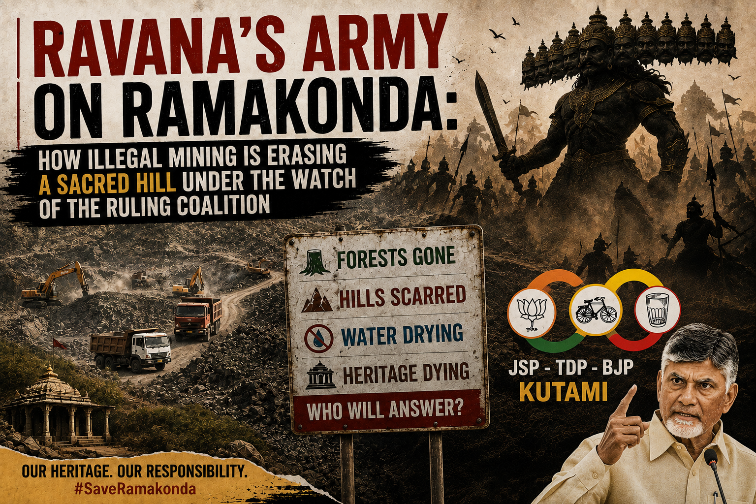Ravana’s Army on Ramakonda: How Illegal Mining Is Erasing a Sacred Hill Under the Watch of the Ruling Coalition