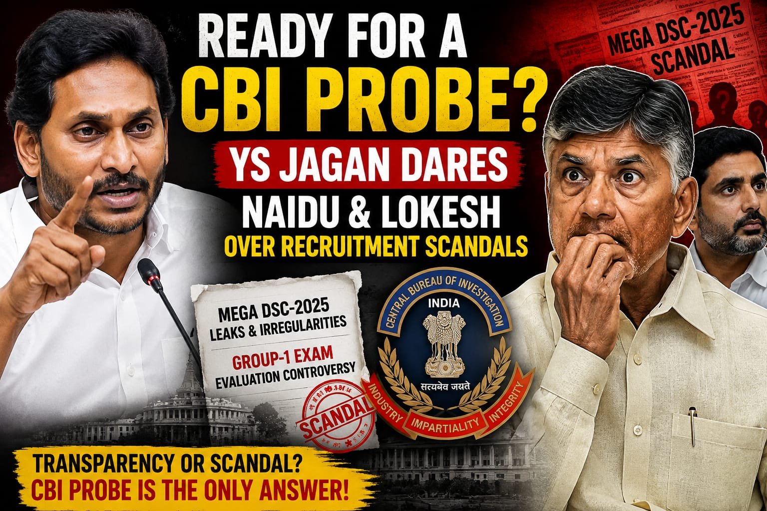 Hey CM Naidu, Ready for a CBI Probe? YS Jagan Exposes Mega DSC and Group-1 Scandals