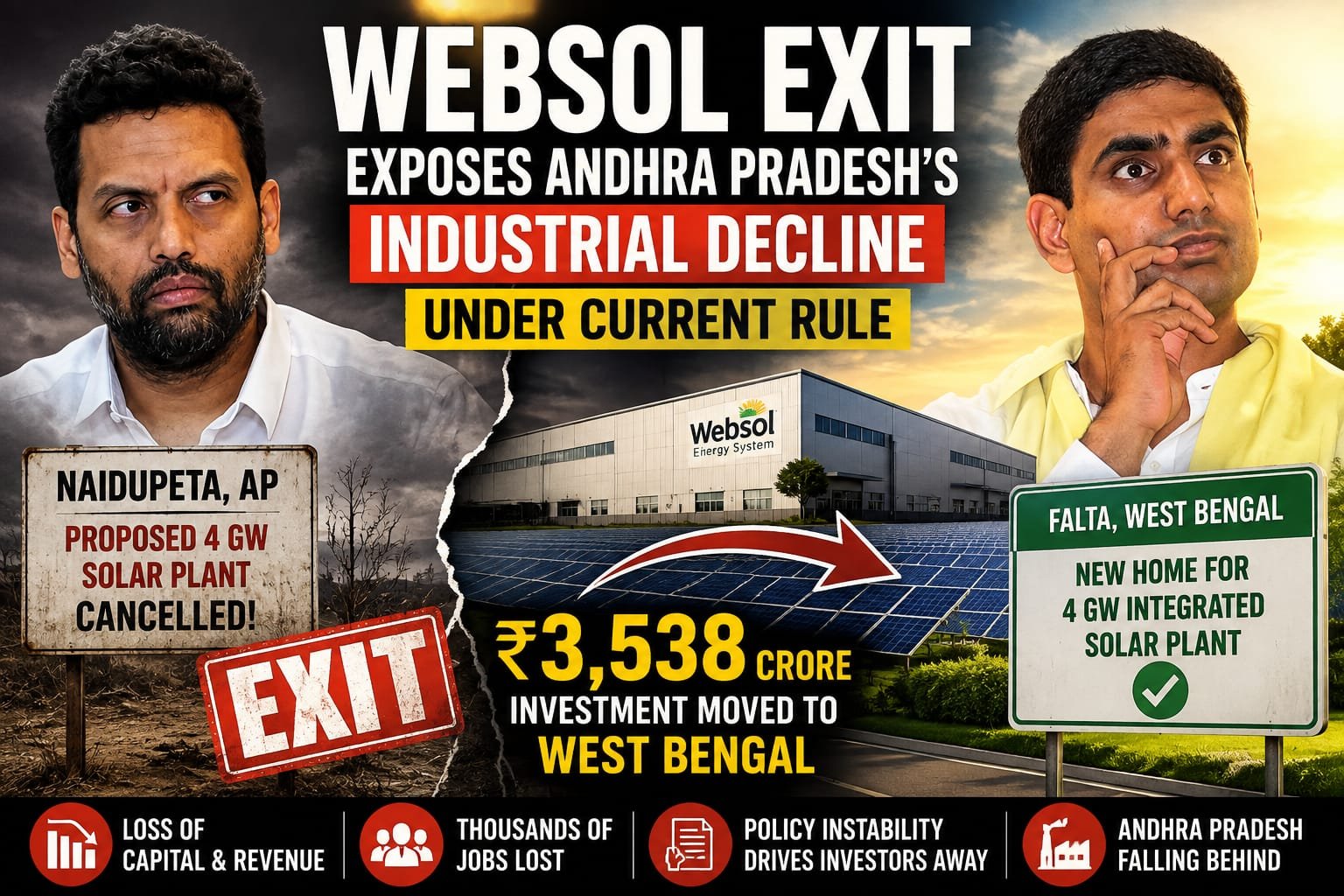 Websol Exit Exposes Andhra Pradesh’s Industrial Decline Under Current Rule
