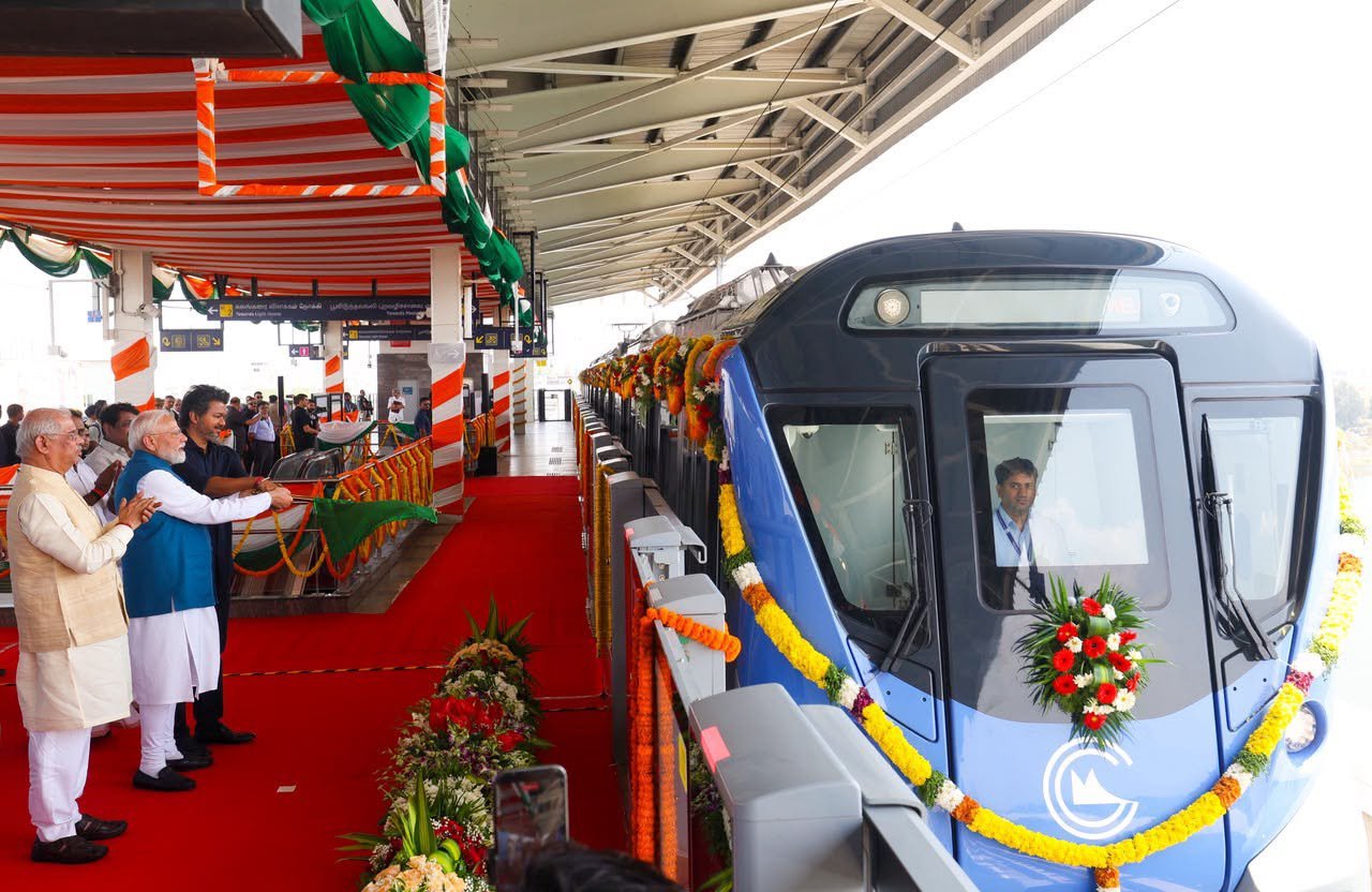 Chennai Metro Phase 2: PM Modi Inaugurates Poonamallee–Vadapalani Stretch with CM Vijay